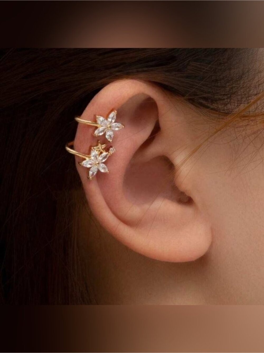 Gold 1pc Floral Ear Cuff